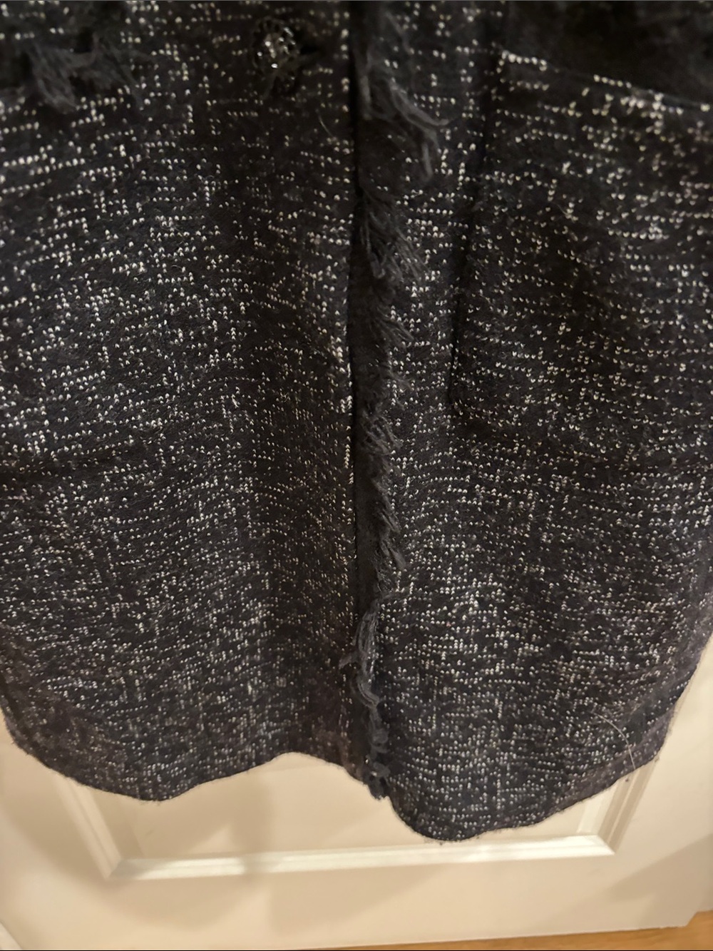 Karl Lagerfeld Black and Gray Fringe-Trim Long Knit Cardigan - Picture 4 of 5
